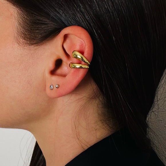 New Ear Cuff Earrings Non Piercing Trendy  Gold Ear Clip Statement - Picture 3 of 7